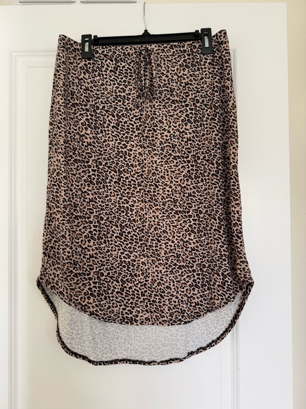 SHEIN Leopard Print High-Low Midi Skirt - Beige and Black